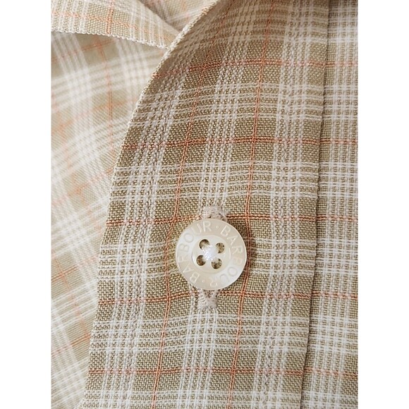 Barbour The Travel Shirt Men's M Beige Short Sleeve‎ Button Up Plaid - Picture 6 of 8